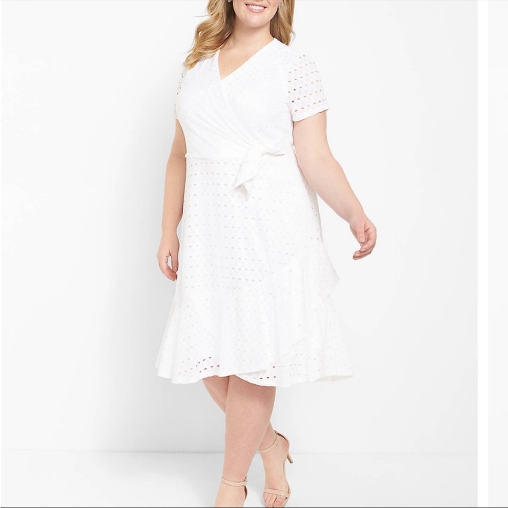 NWT Lane Bryant Bridal White Ruffle-Hem
Eyelet Fit & Flare Dress Sz 18/20